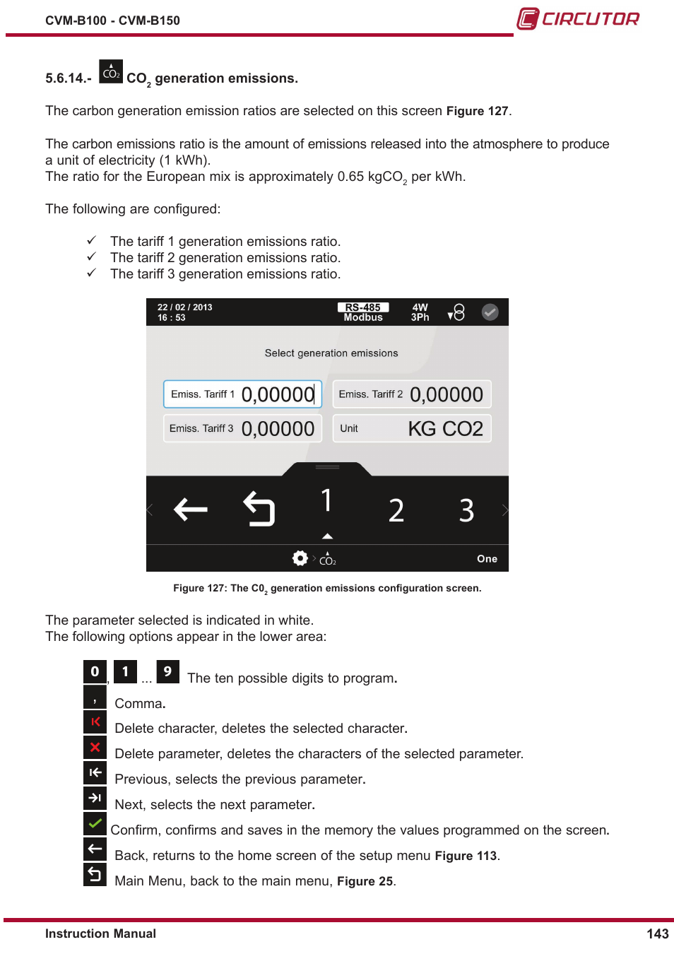 ￼ co2 generation emissions | CIRCUTOR CVM-B Series User Manual | Page 143 / 320