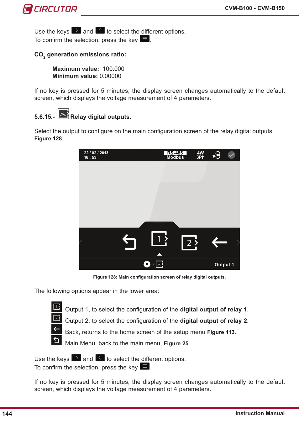 ￼ relay digital outputs, Relay digital outputs | CIRCUTOR CVM-B Series User Manual | Page 144 / 320