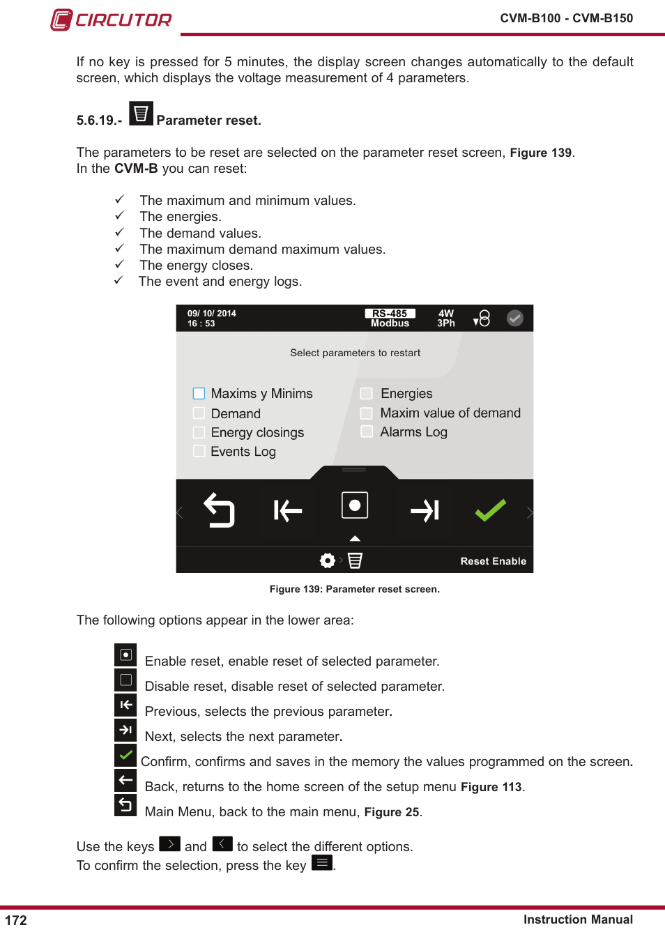 ￼ parameter reset, 19 pa, Rameter reset | CIRCUTOR CVM-B Series User Manual | Page 172 / 320