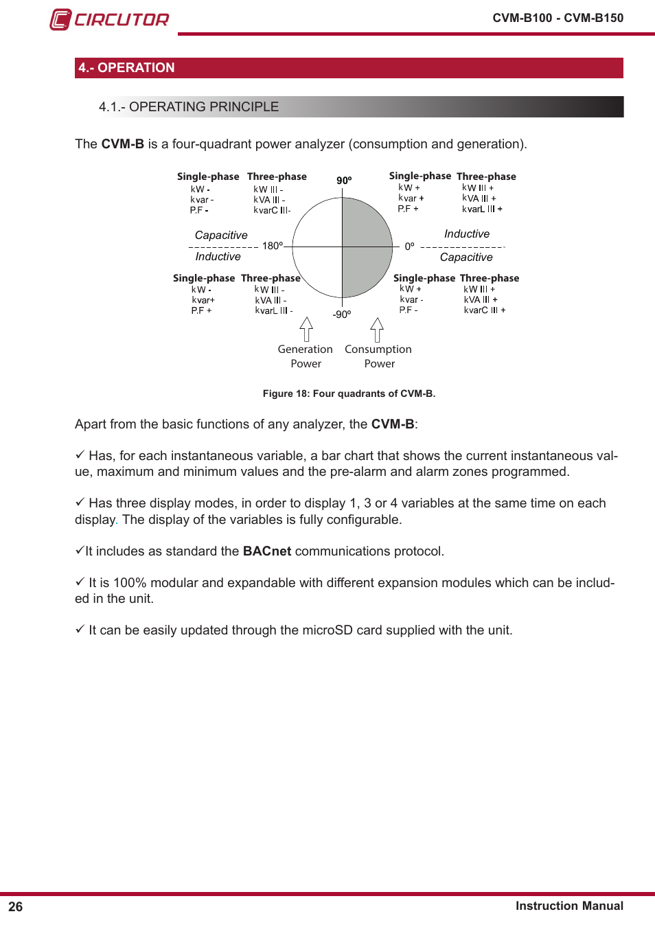 Operation, Operating principle | CIRCUTOR CVM-B Series User Manual | Page 26 / 320