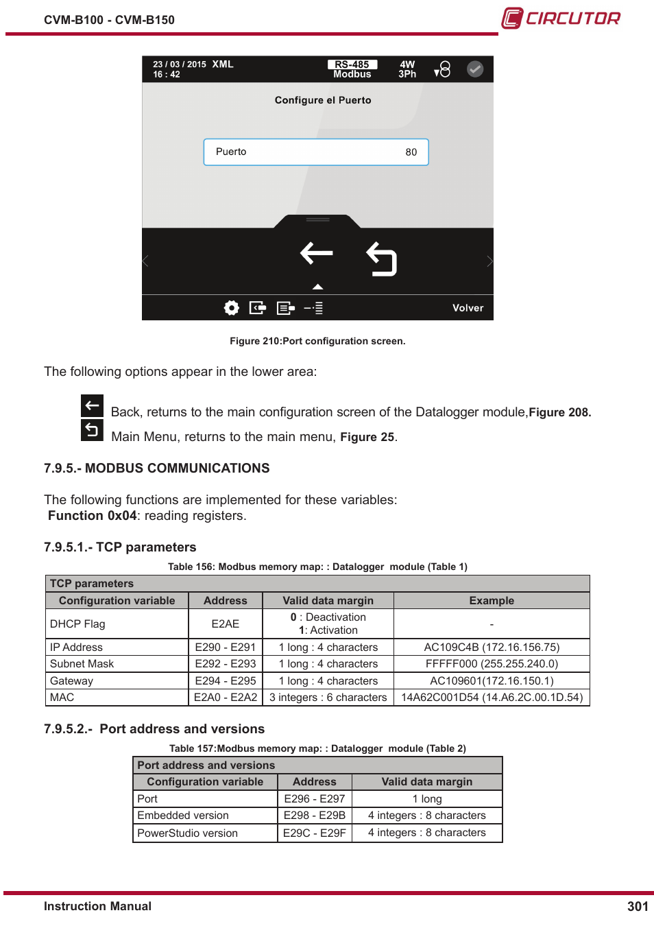 Modbus communications, Figure 210 | CIRCUTOR CVM-B Series User Manual | Page 301 / 320