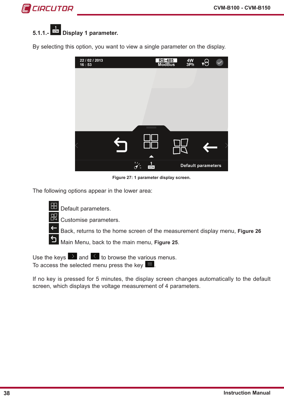 ￼ display 1 parameter | CIRCUTOR CVM-B Series User Manual | Page 38 / 320