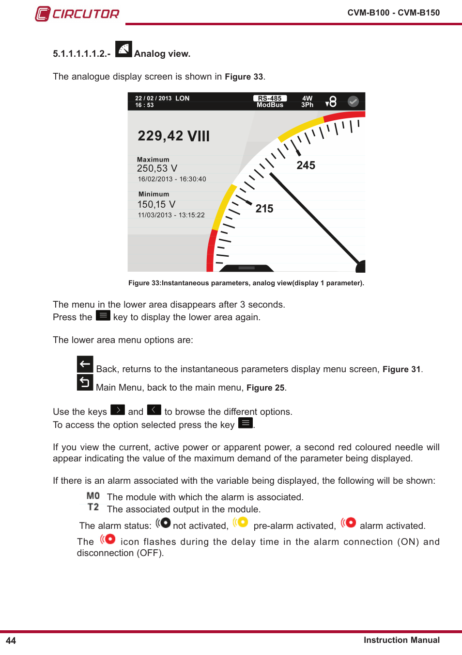 Analog view | CIRCUTOR CVM-B Series User Manual | Page 44 / 320