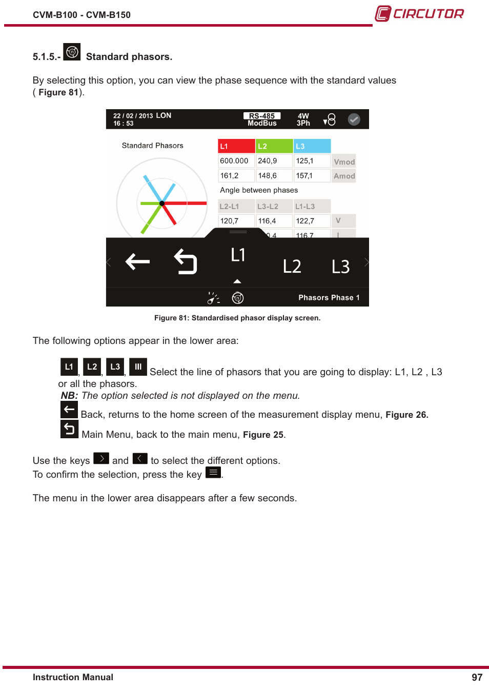 ￼ standard phasors | CIRCUTOR CVM-B Series User Manual | Page 97 / 320