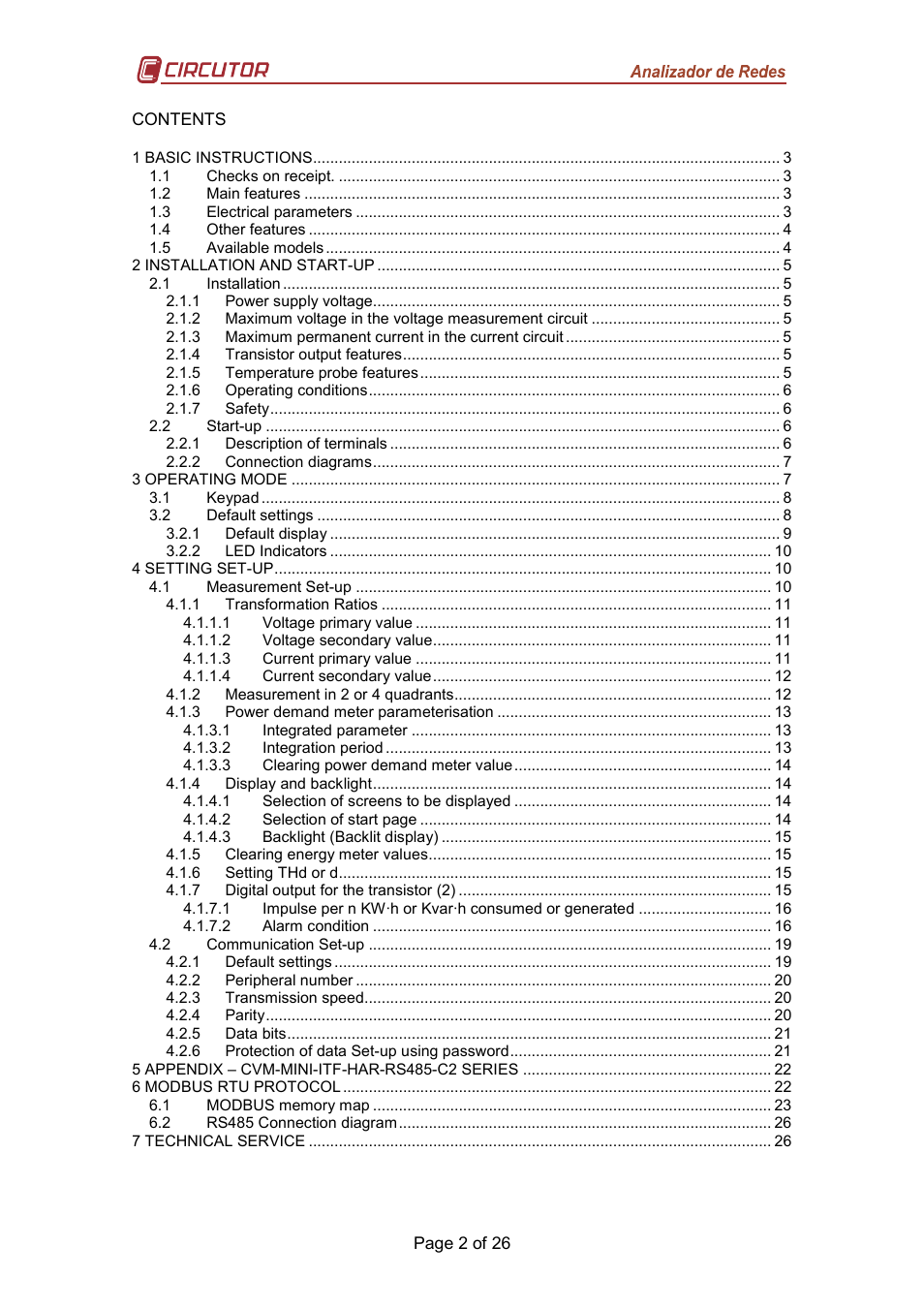 CIRCUTOR CVM-MINI Series User Manual | Page 2 / 26