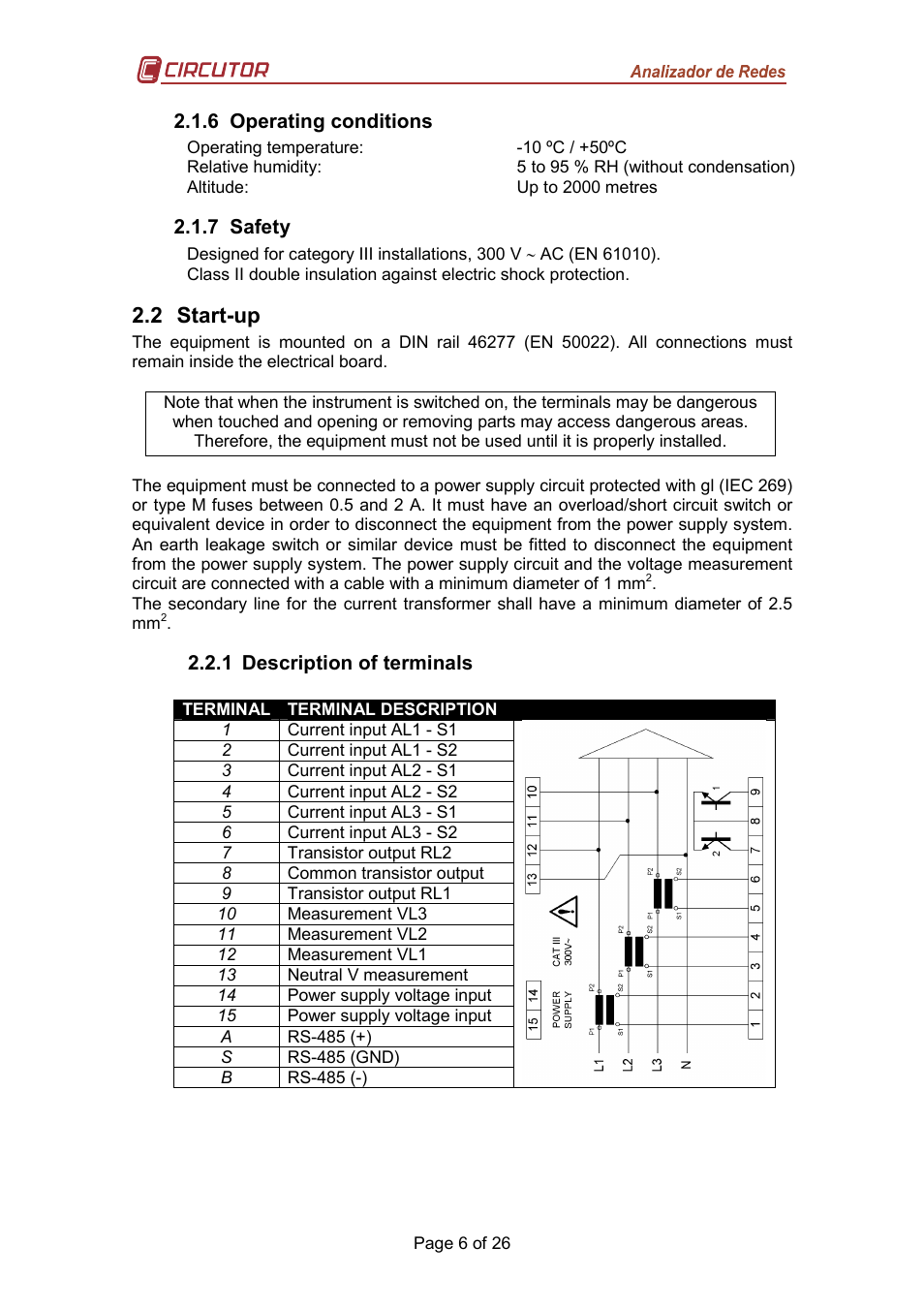 2 start-up | CIRCUTOR CVM-MINI Series User Manual | Page 6 / 26
