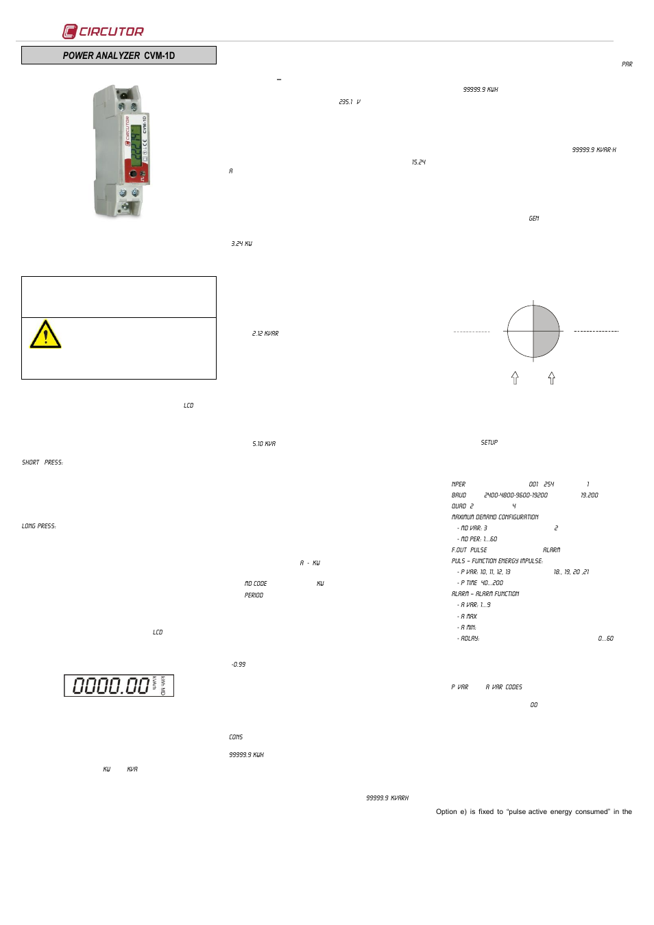 CIRCUTOR CVM-1D Series User Manual | 2 pages