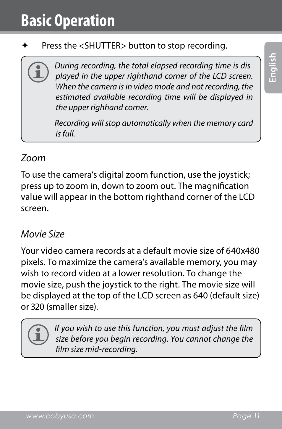 Basic operation | COBY electronic SNAPP CAM4000 User Manual | Page 11 / 120