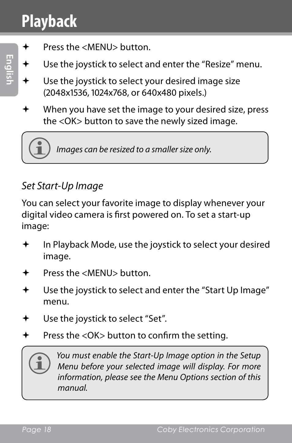 Playback | COBY electronic SNAPP CAM4000 User Manual | Page 18 / 120