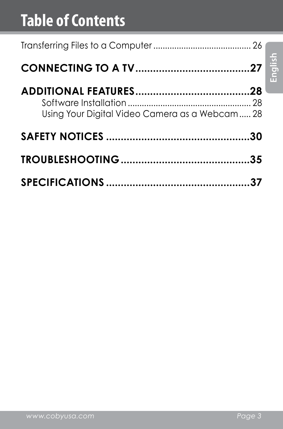 COBY electronic SNAPP CAM4000 User Manual | Page 3 / 120