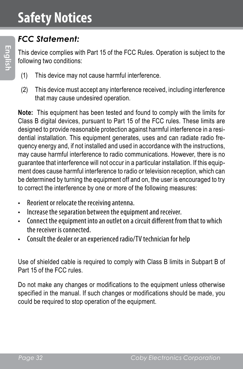 Safety notices | COBY electronic SNAPP CAM4000 User Manual | Page 32 / 120