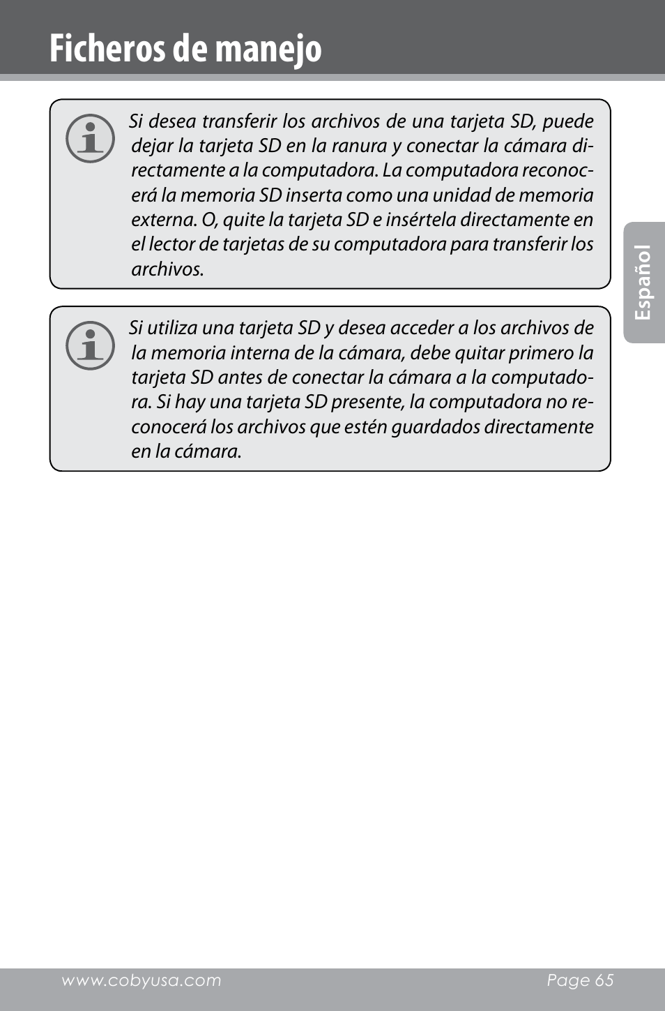 Ficheros de manejo | COBY electronic SNAPP CAM4000 User Manual | Page 65 / 120