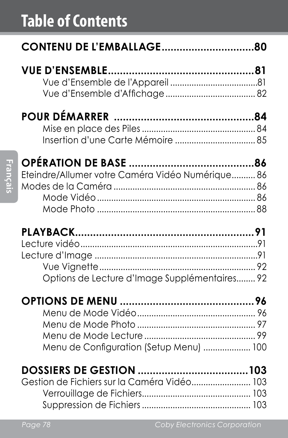 COBY electronic SNAPP CAM4000 User Manual | Page 78 / 120