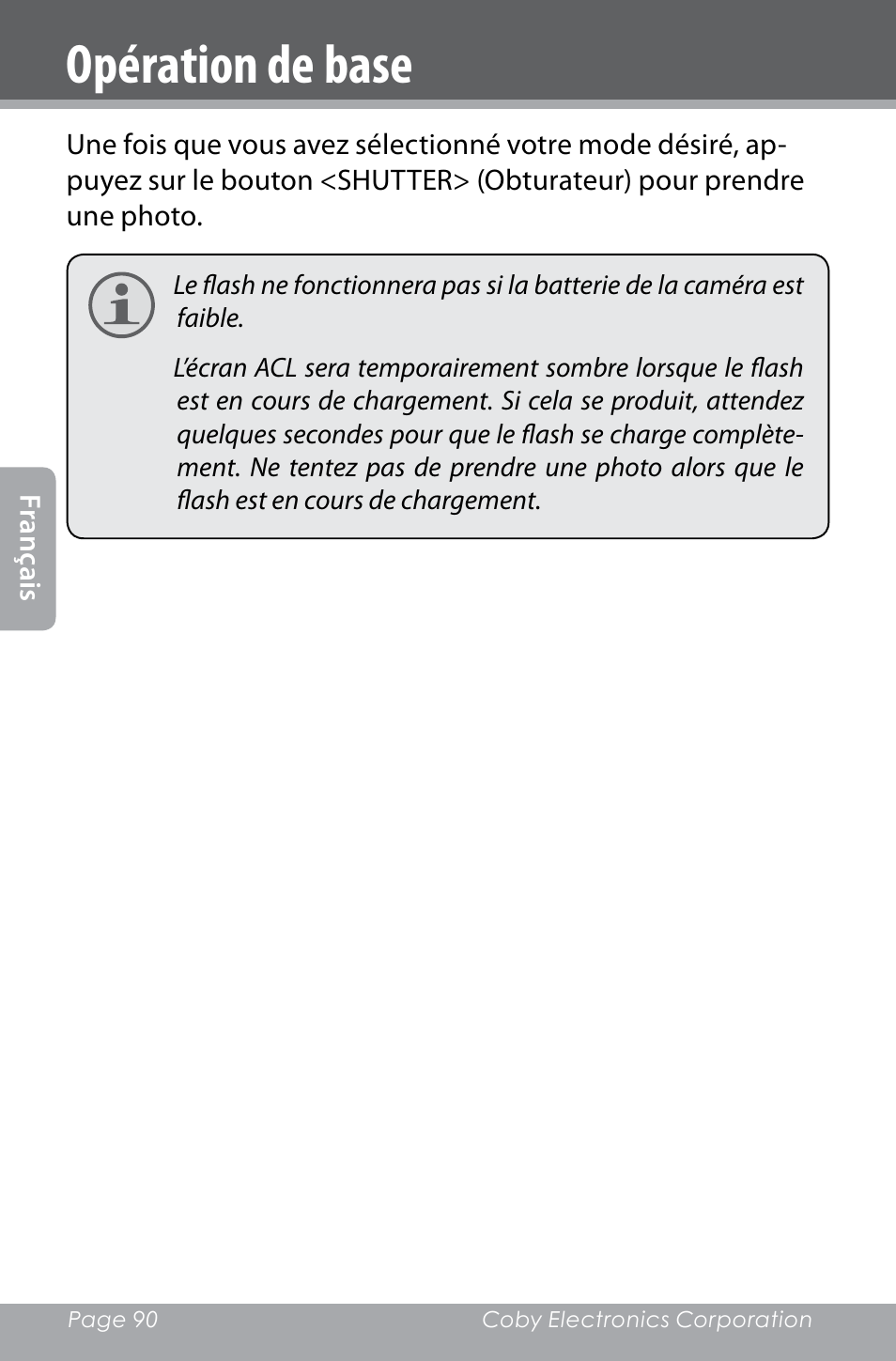 Opération de base | COBY electronic SNAPP CAM4000 User Manual | Page 90 / 120