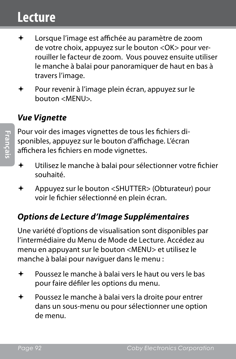 Lecture | COBY electronic SNAPP CAM4000 User Manual | Page 92 / 120