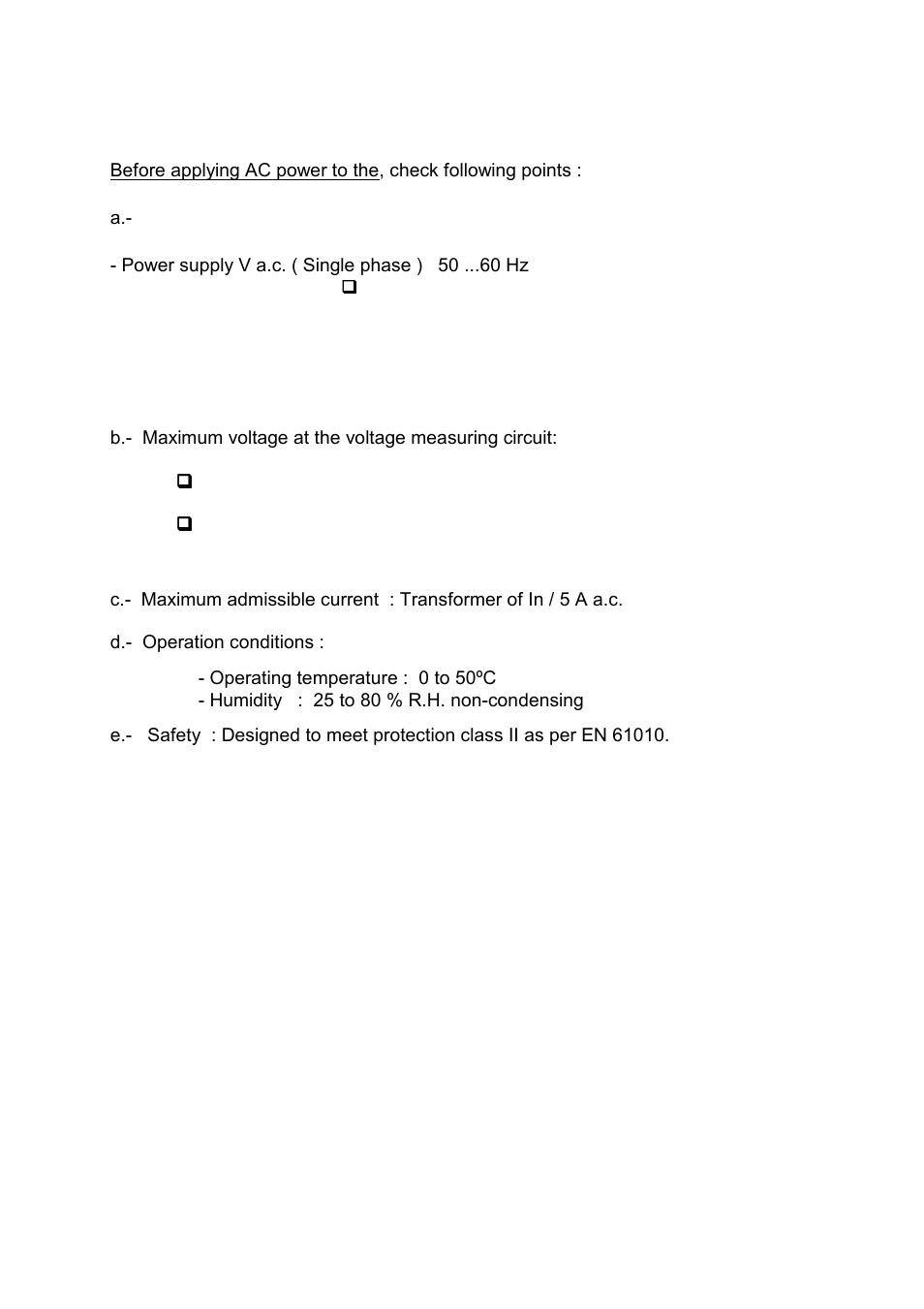 Supply voltage | CIRCUTOR CVM-BD Series User Manual | Page 8 / 32