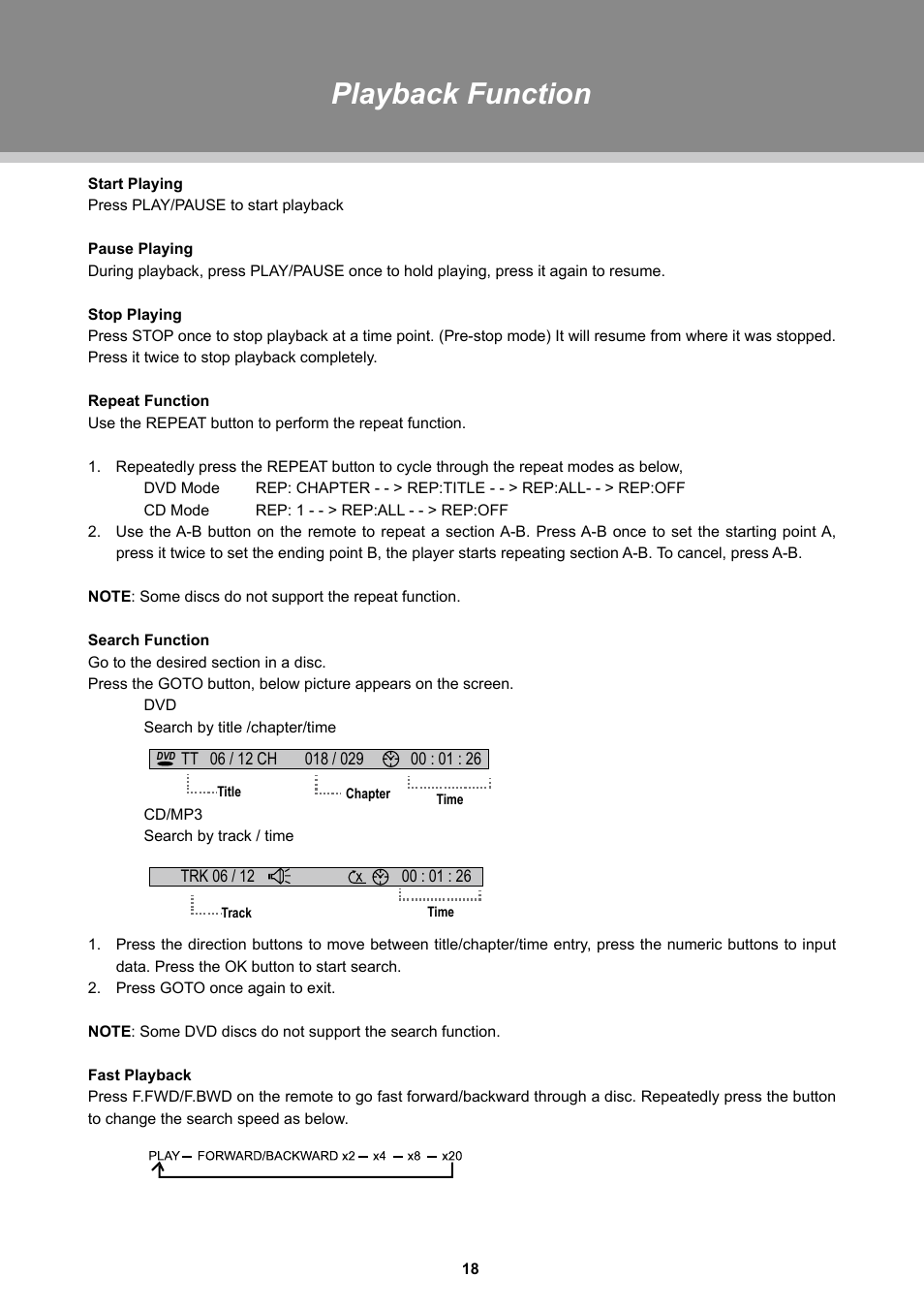 Playback function | COBY electronic TFDVD2697 User Manual | Page 24 / 29