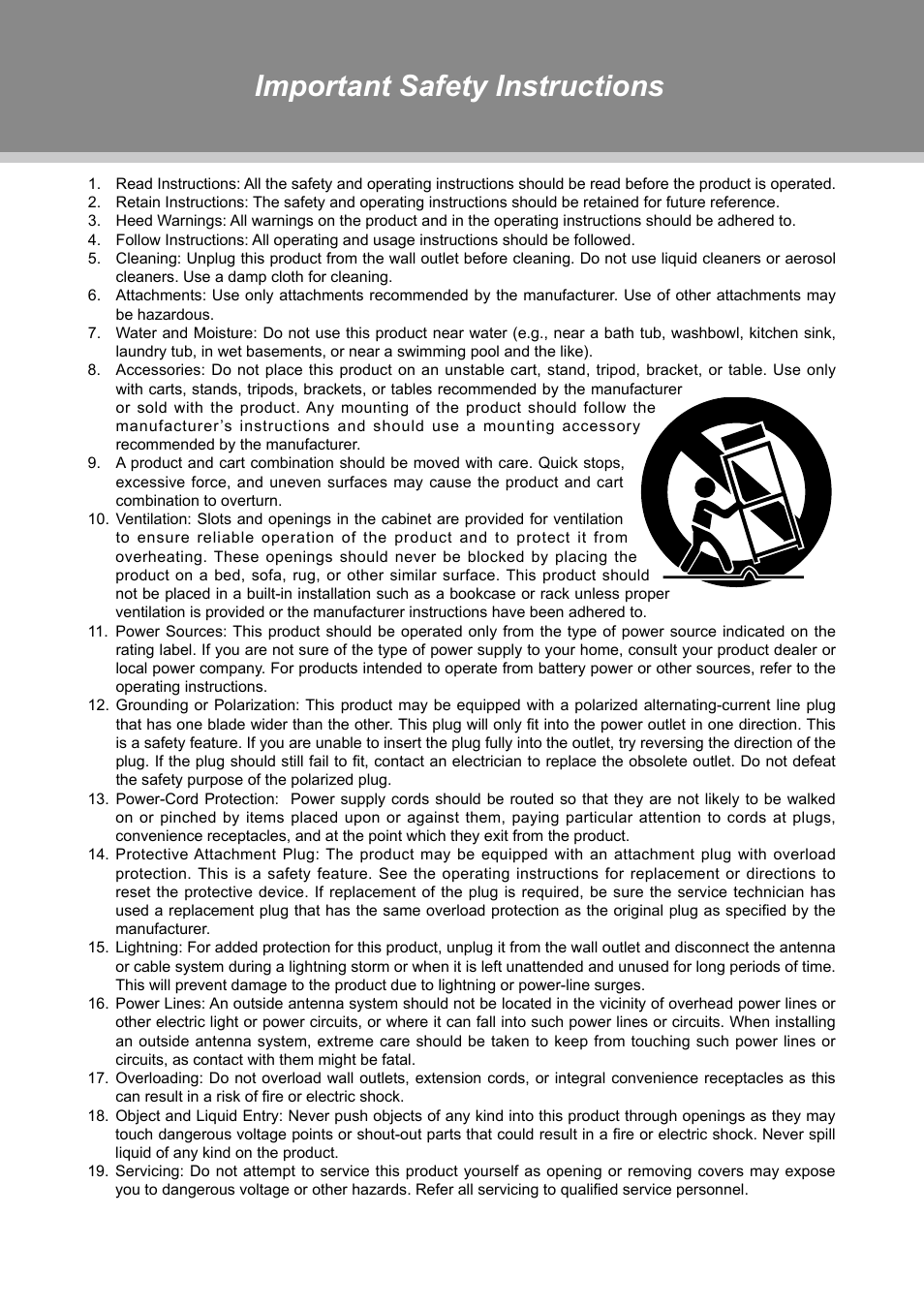 Important safety instructions | COBY electronic TFDVD2697 User Manual | Page 4 / 29