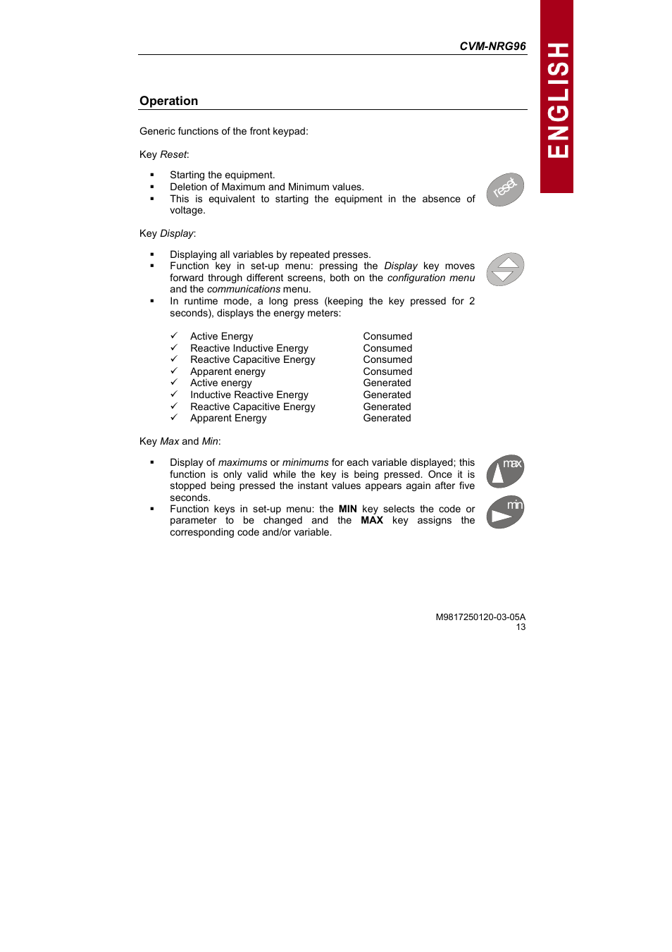 Ores et | CIRCUTOR CVM-NRG96 Series (Available until stocks) User Manual | Page 13 / 38