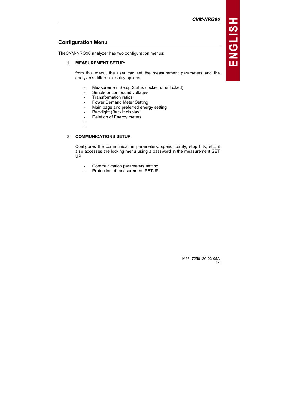 CIRCUTOR CVM-NRG96 Series (Available until stocks) User Manual | Page 14 / 38