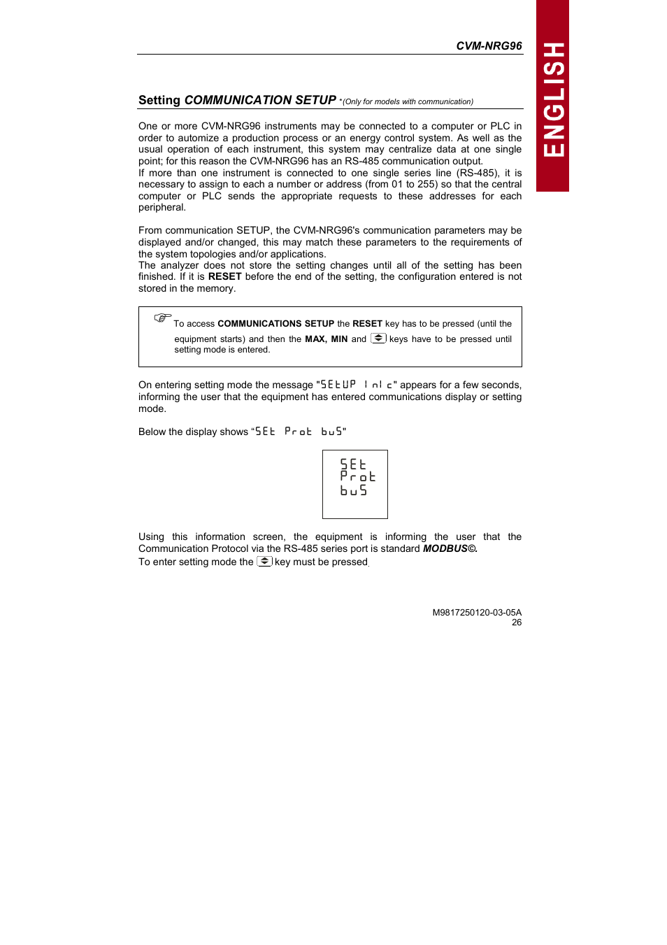 M_n {jlin {\om, Setting communication setup | CIRCUTOR CVM-NRG96 Series (Available until stocks) User Manual | Page 26 / 38