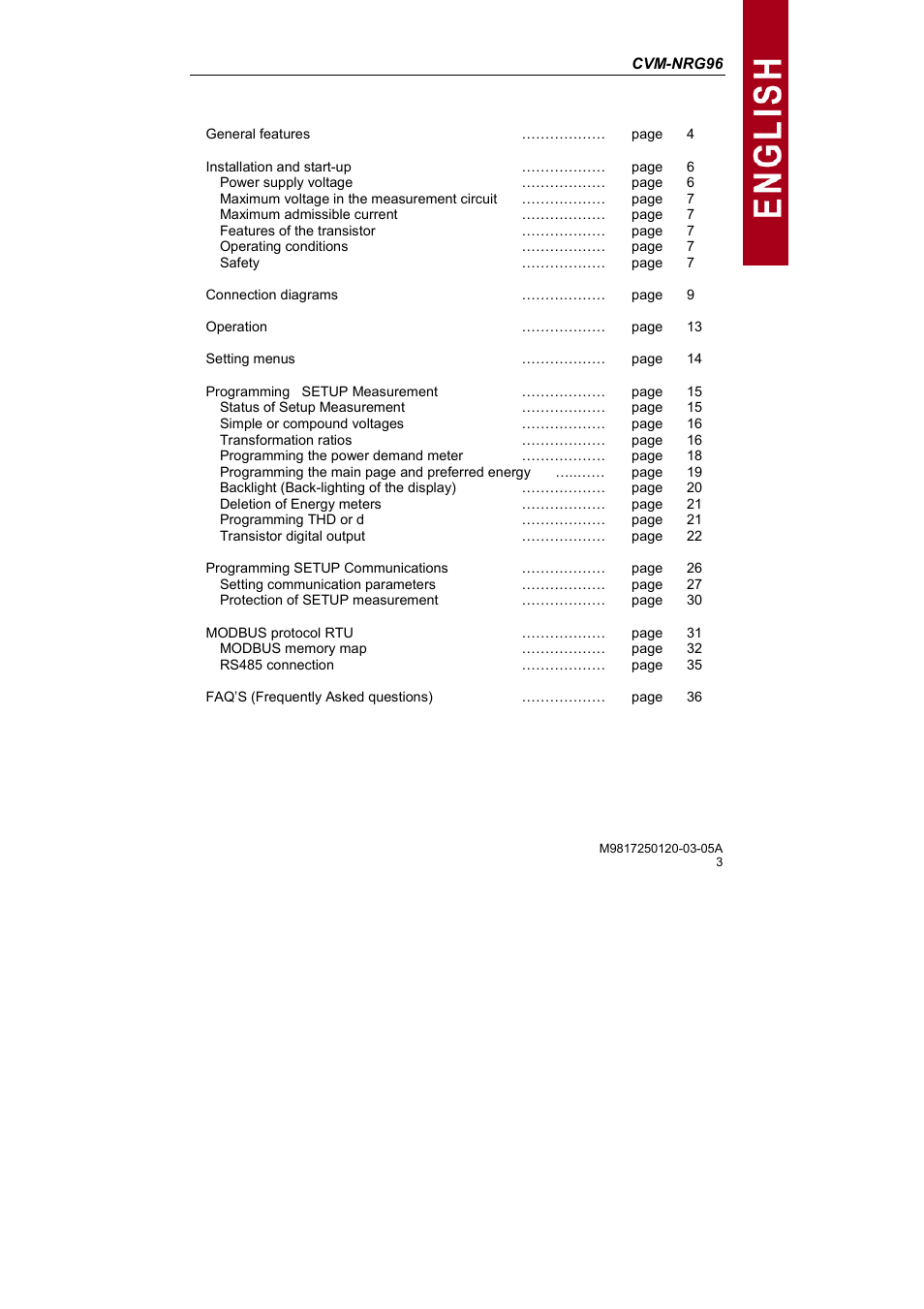 CIRCUTOR CVM-NRG96 Series (Available until stocks) User Manual | Page 3 / 38