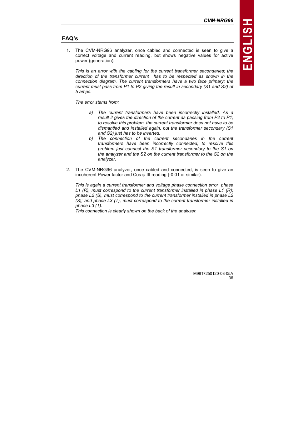 CIRCUTOR CVM-NRG96 Series (Available until stocks) User Manual | Page 36 / 38