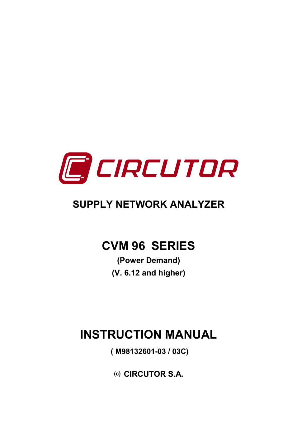 CIRCUTOR CVM96 Series User Manual | 44 pages