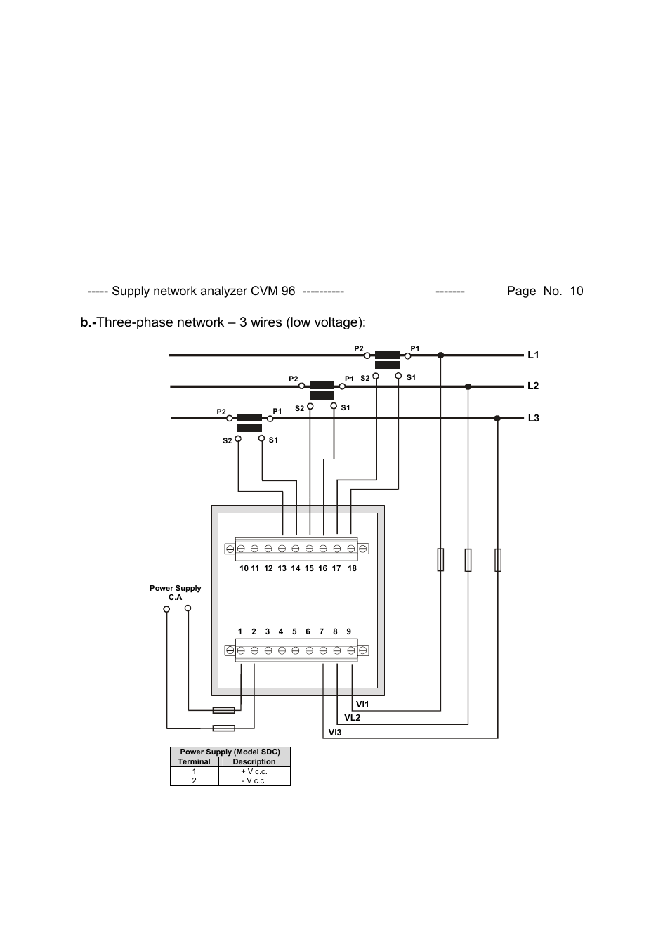 B.- three-phase network – 3 wires (low voltage) | CIRCUTOR CVM96 Series User Manual | Page 11 / 44