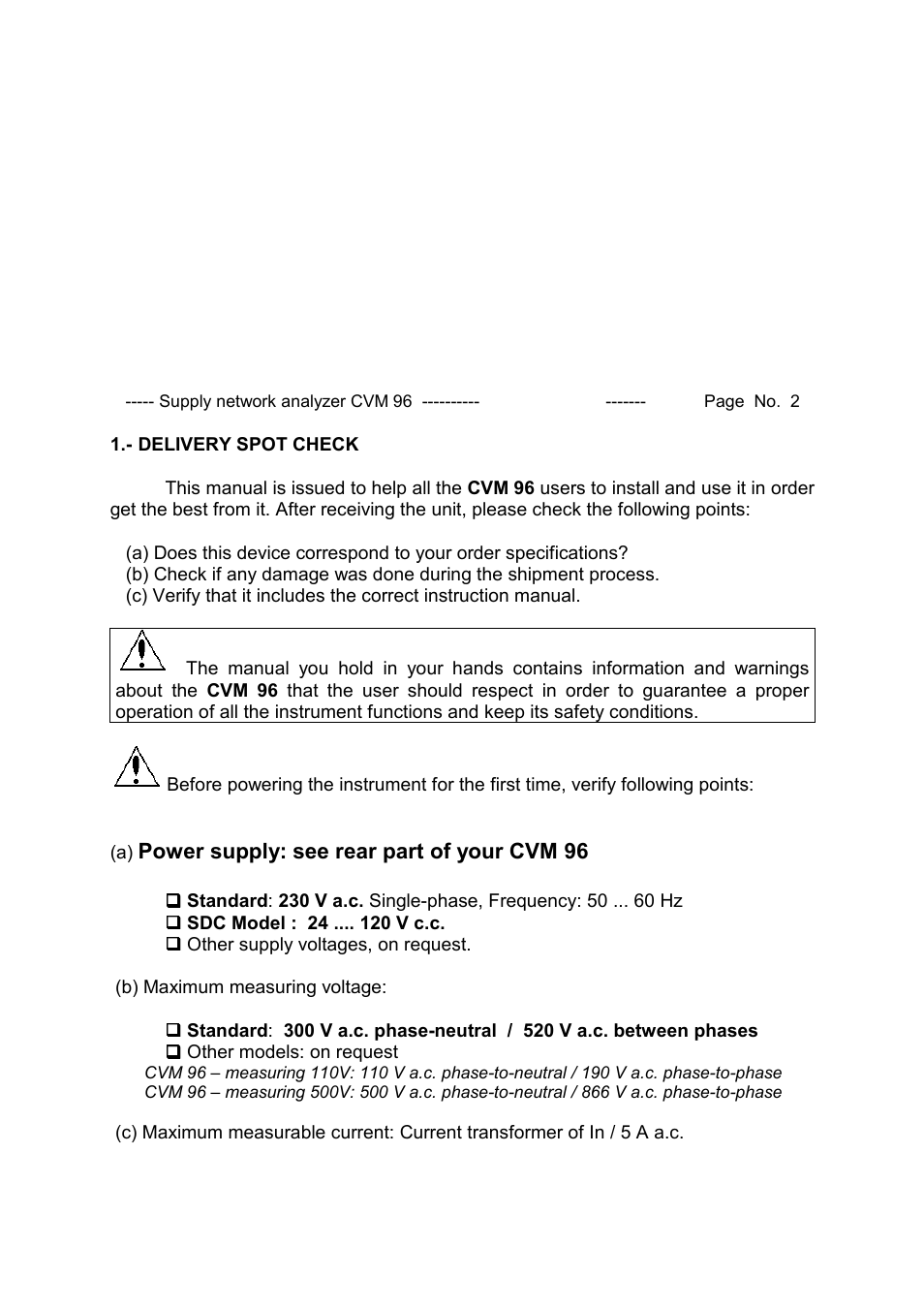 CIRCUTOR CVM96 Series User Manual | Page 3 / 44