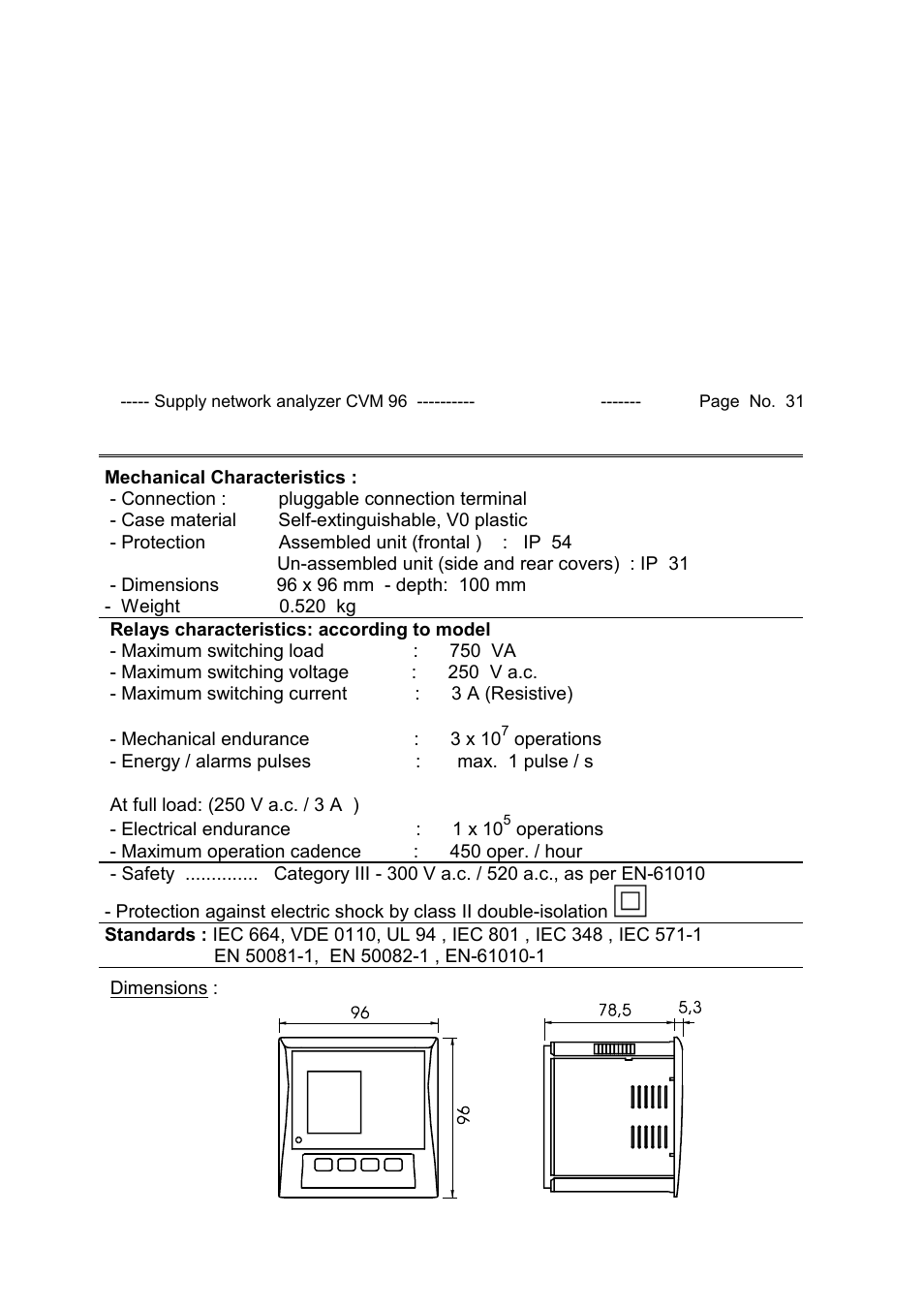 CIRCUTOR CVM96 Series User Manual | Page 32 / 44