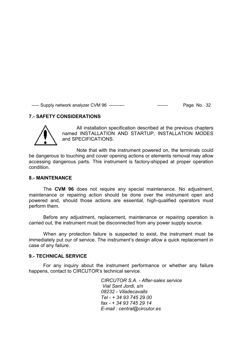 CIRCUTOR CVM96 Series User Manual | Page 33 / 44