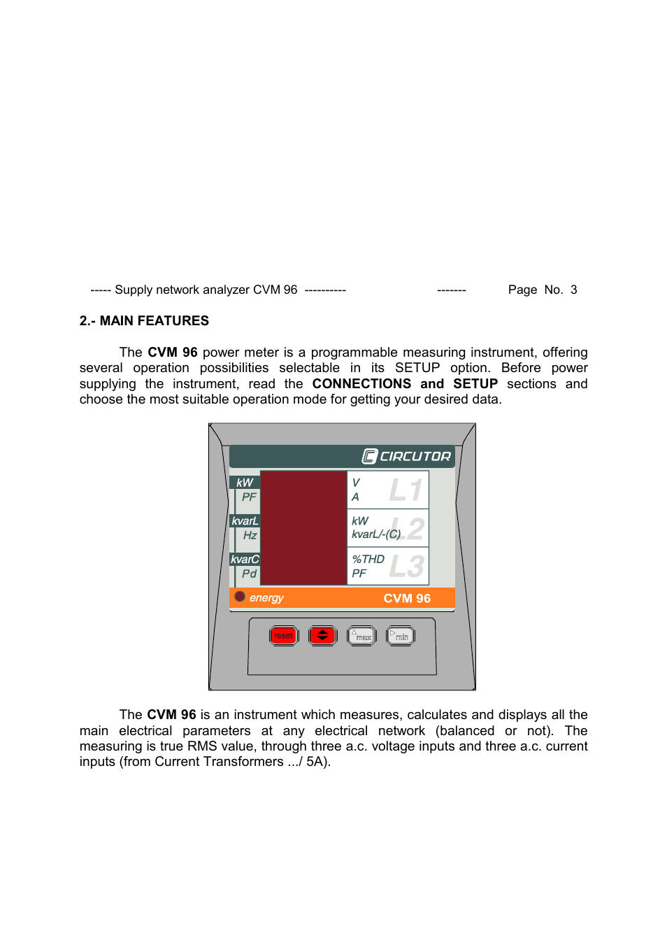 CIRCUTOR CVM96 Series User Manual | Page 4 / 44
