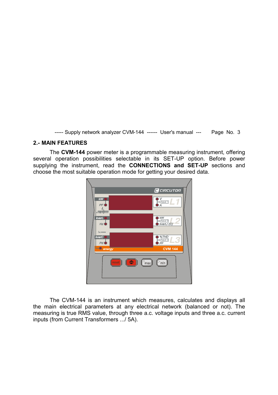 CIRCUTOR CVM144 Series User Manual | Page 4 / 58
