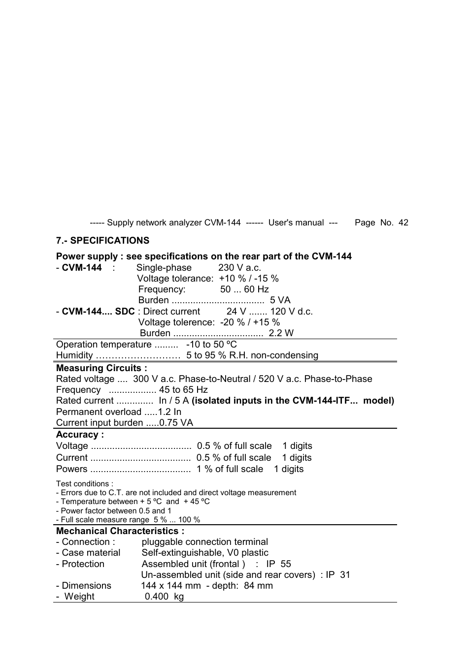 CIRCUTOR CVM144 Series User Manual | Page 43 / 58