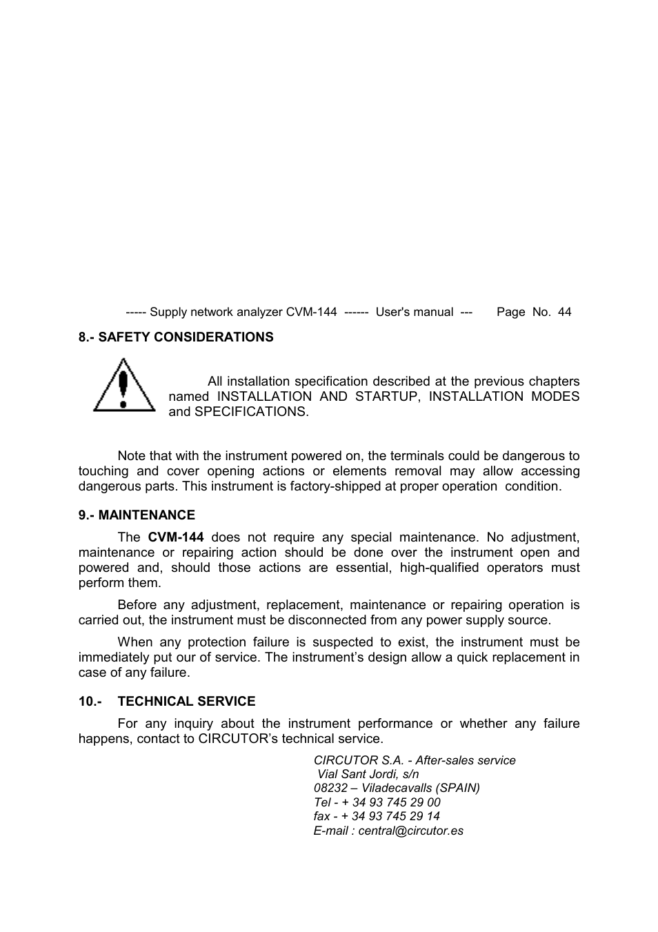 CIRCUTOR CVM144 Series User Manual | Page 45 / 58