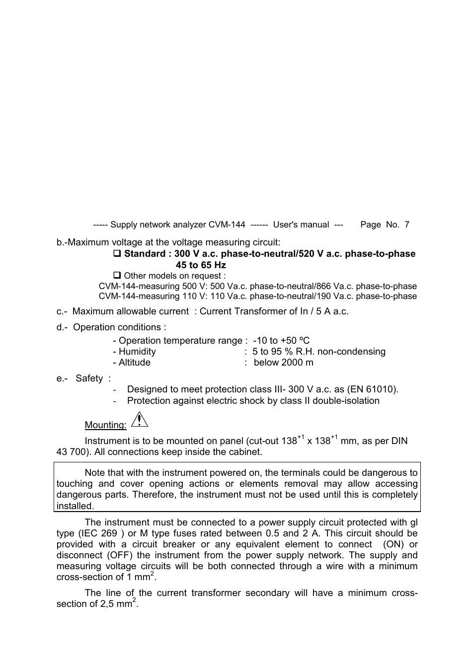CIRCUTOR CVM144 Series User Manual | Page 8 / 58