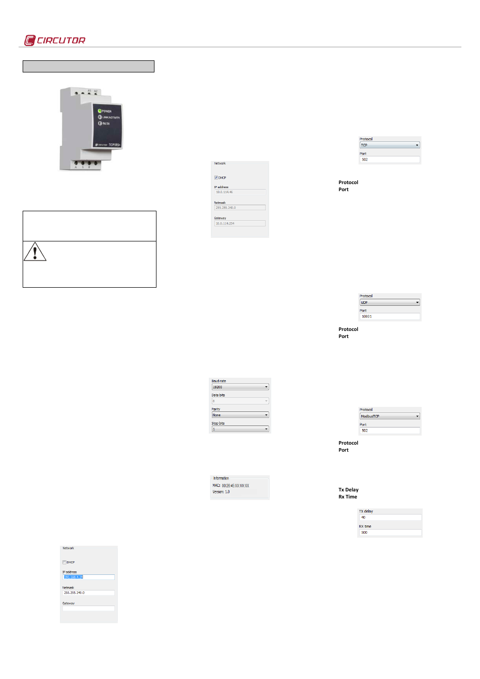 CIRCUTOR TCP1RS+ User Manual | 2 pages