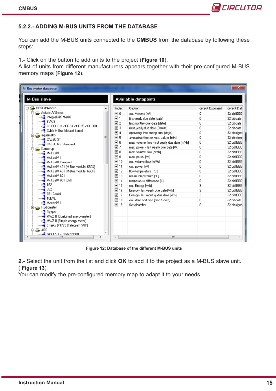 Adding m-bus units from the database | CIRCUTOR CMBUS series User Manual | Page 15 / 24