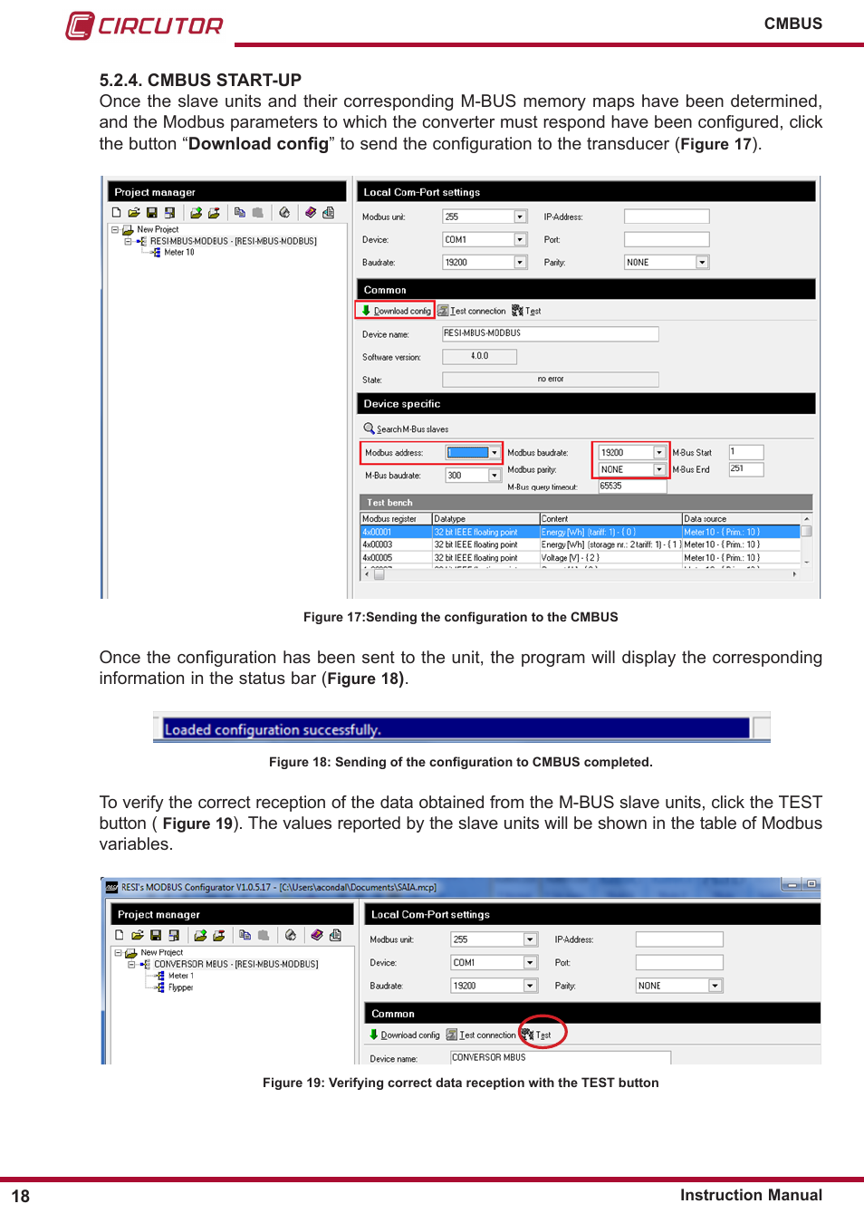 Cmbus start-up | CIRCUTOR CMBUS series User Manual | Page 18 / 24