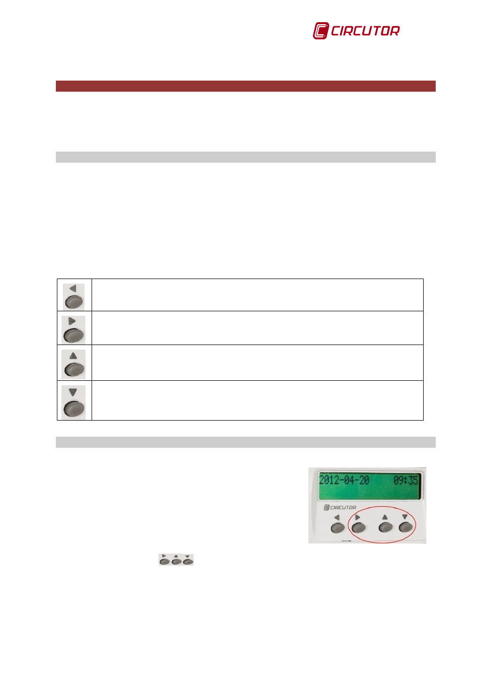 4 configuration, 1 buttons, 1 button functions | 2 configuration of ethernet network communications, Configuration, Uttons, Button functions, Onfiguration of, Ethernet, Network communications | CIRCUTOR MDC-20 User Manual | Page 13 / 58