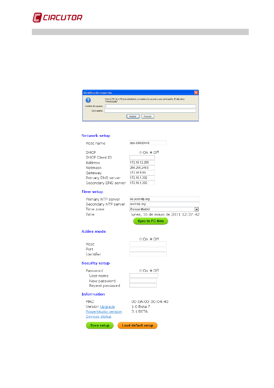 3 configuration web site, 1 password access, Onfiguration web site | Password access | CIRCUTOR MDC-20 User Manual | Page 22 / 58