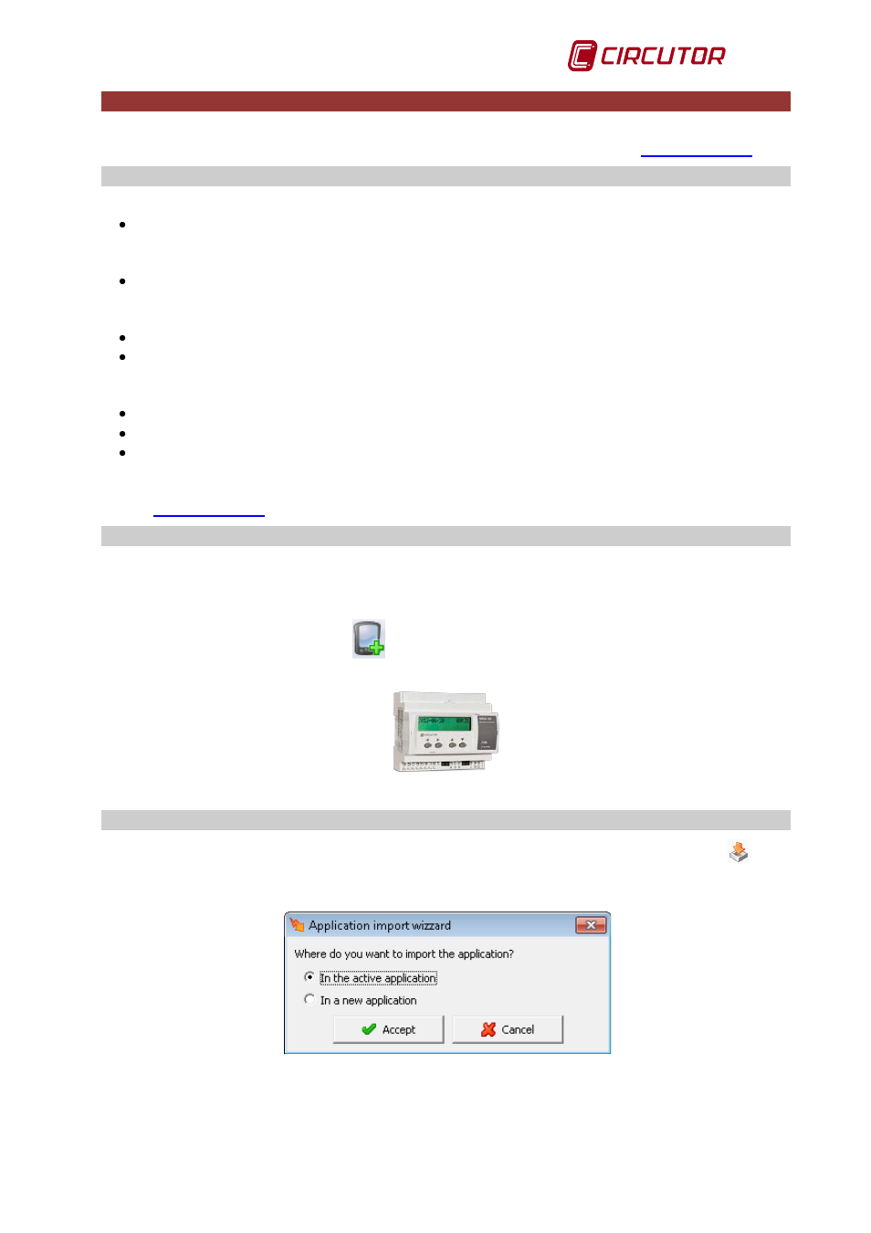 7 functional configuration of the mdc-20, 1 software installation, 2 registration of the unit | 3 importing the application, Functional configuration of the mdc-20, Oftware installation, Egistration of the unit, Mporting the application | CIRCUTOR MDC-20 User Manual | Page 23 / 58