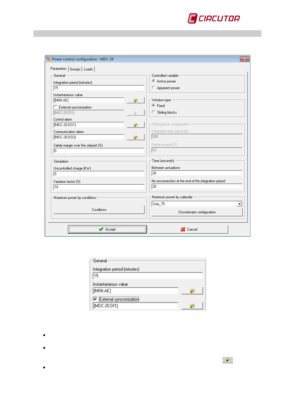 1 power control parameters, 1 general, Ower control parameters | General | CIRCUTOR MDC-20 User Manual | Page 31 / 58