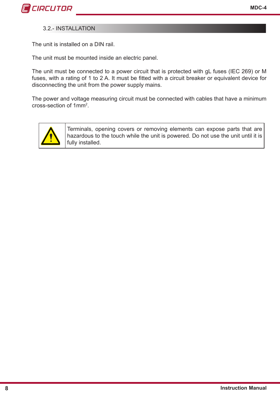 Installation | CIRCUTOR MDC-4 User Manual | Page 8 / 30