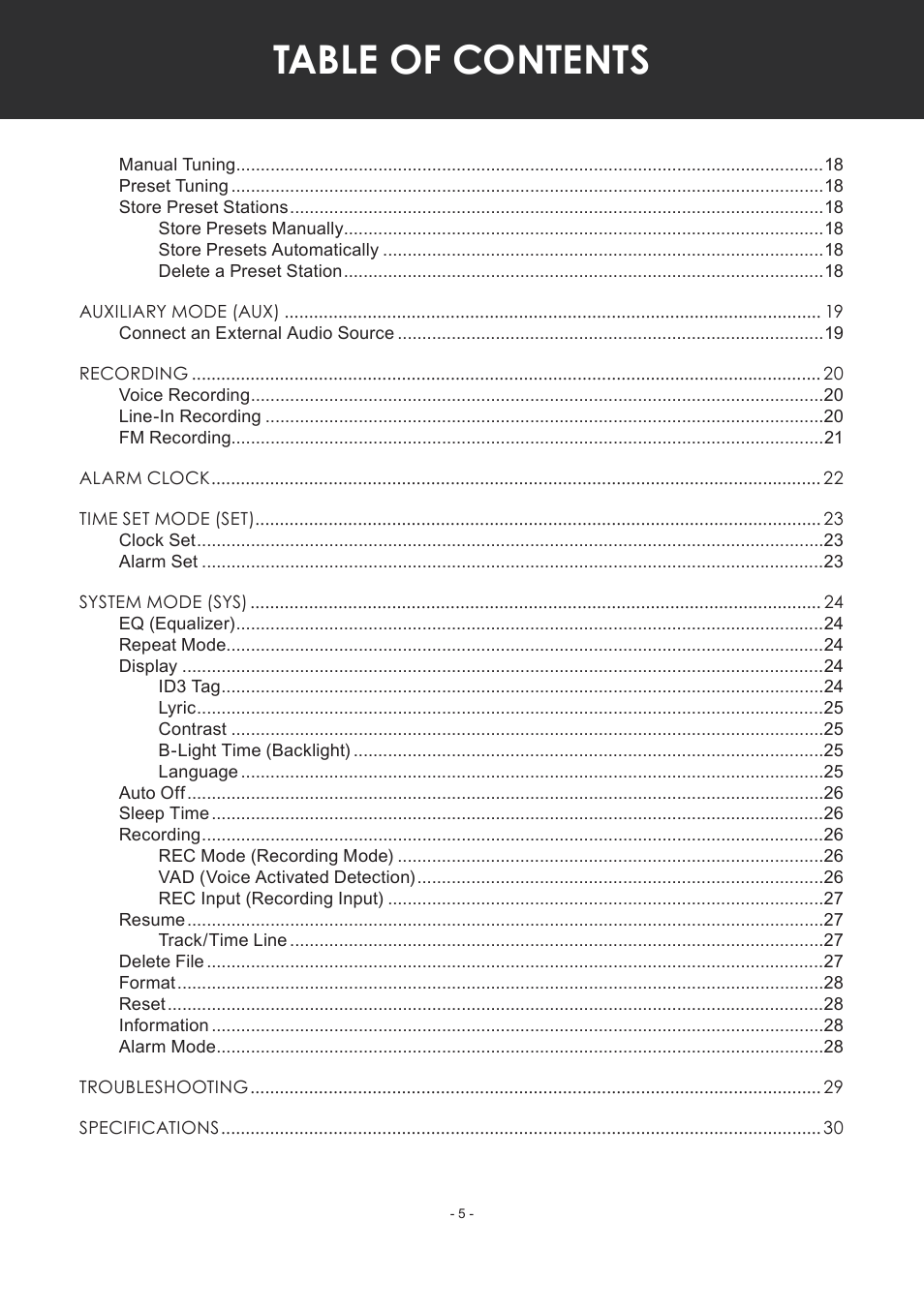 COBY electronic MP-C351 User Manual | Page 5 / 32