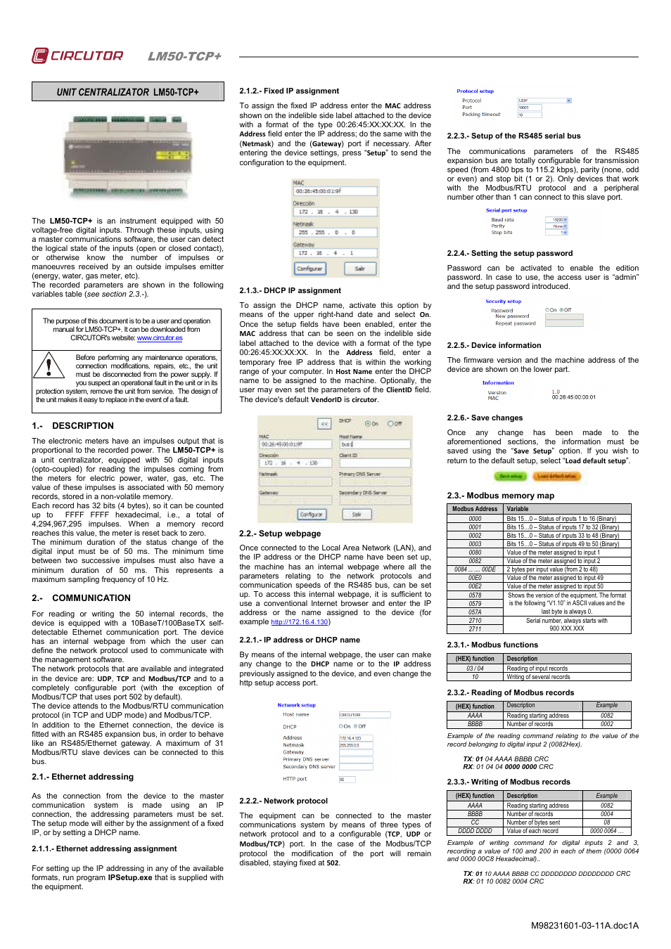 CIRCUTOR LM50-TCP+ User Manual | 2 pages