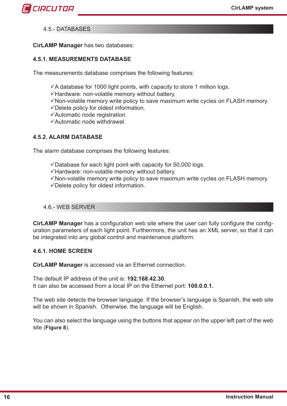 CIRCUTOR CIRLAMP Series User Manual | Page 16 / 102