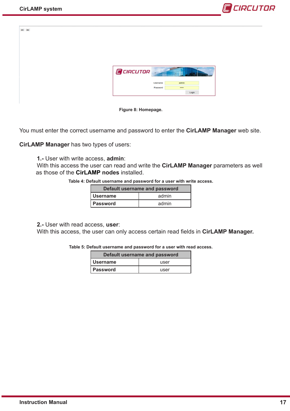 CIRCUTOR CIRLAMP Series User Manual | Page 17 / 102