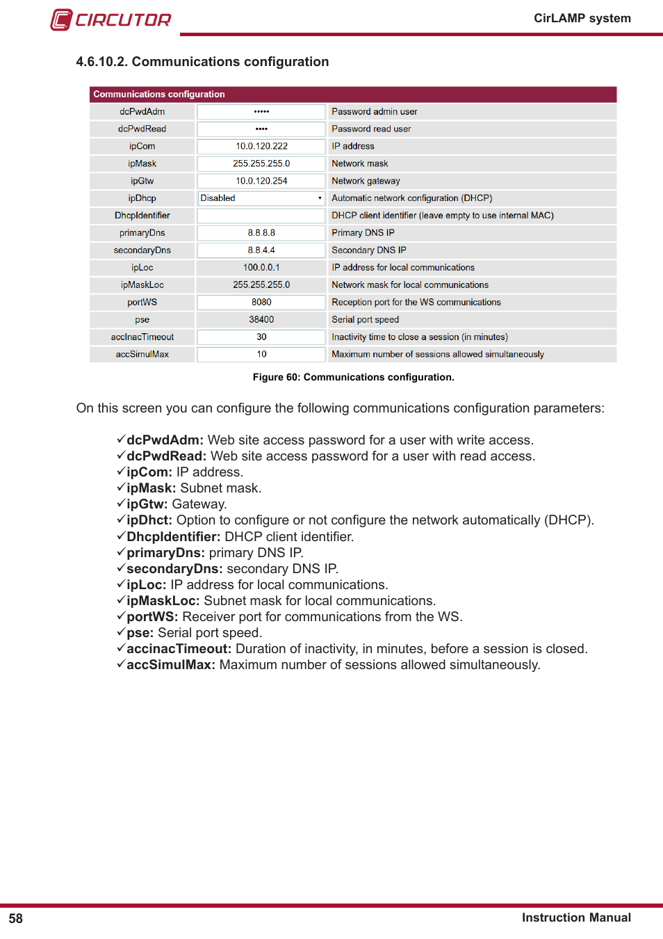 CIRCUTOR CIRLAMP Series User Manual | Page 58 / 102